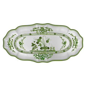 VIDA Faenza Long Rectangle Tray (Green and White)