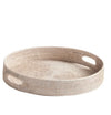 Small Round Whitewash Rattan Serving Tray