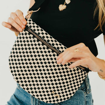 Woven Crossbody | Black and Cream