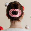 Flat Round Hair Clip | Candy Cane Crush