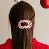 Flat Round Hair Clip | Candy Cane Crush
