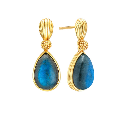 Monique Gem Post Earrings - Blue Labradorite