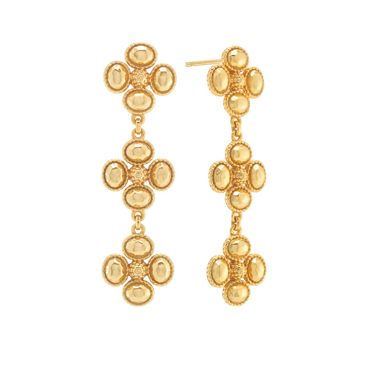 Berry Clover Linear Earrings - Gold