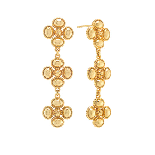 Berry Clover Linear Earrings - Gold