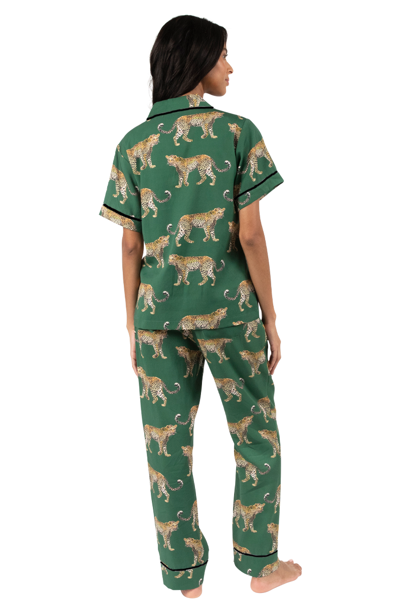 Katie Kime | Green Cheetahs Pajama Pant Set