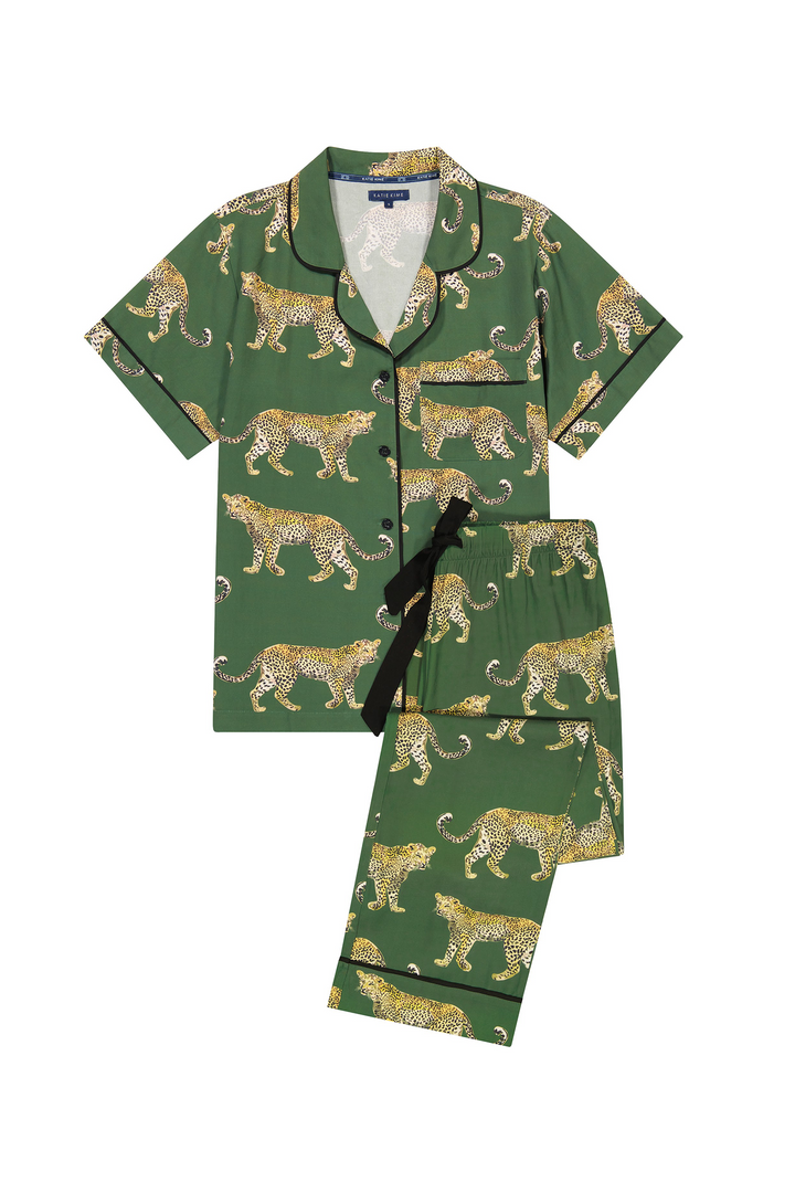 Katie Kime | Green Cheetahs Pajama Pant Set