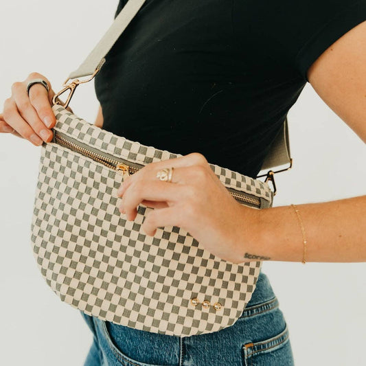 Woven Crossbody | Gray and Cream