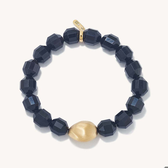 VELA BEADED BRACELET - Black Obsidian - Gold