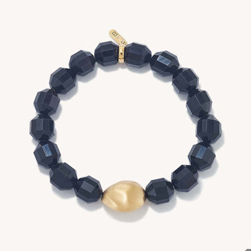 VELA BEADED BRACELET - Black Obsidian - Gold
