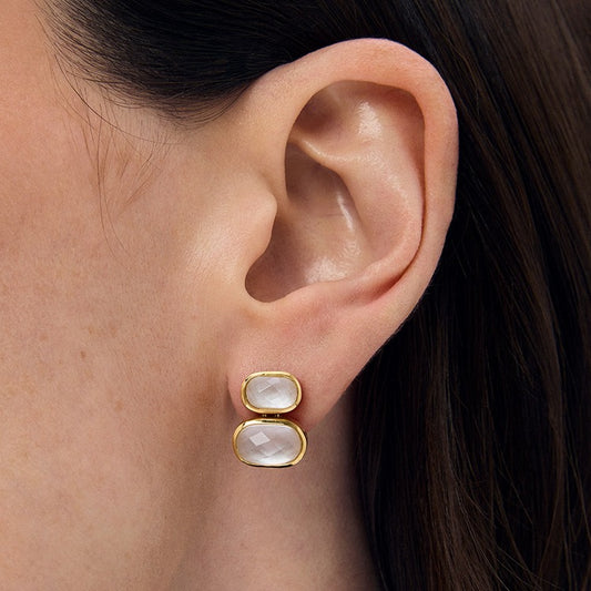 Mercer Double Gemstone Drop Earrings