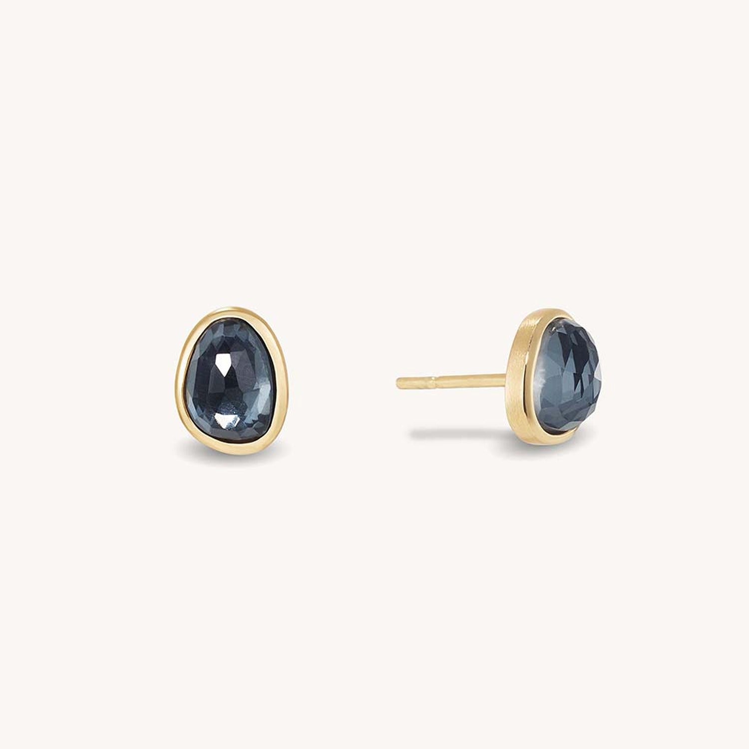 CALA STUDS - Iridescent Hematite - Gold