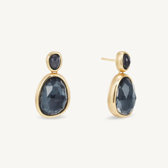 CALA DROPLET EARRINGS - Iridescent Hematite - Gold
