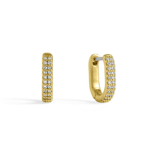 Petite Pave Huggie - Gold/White Topaz