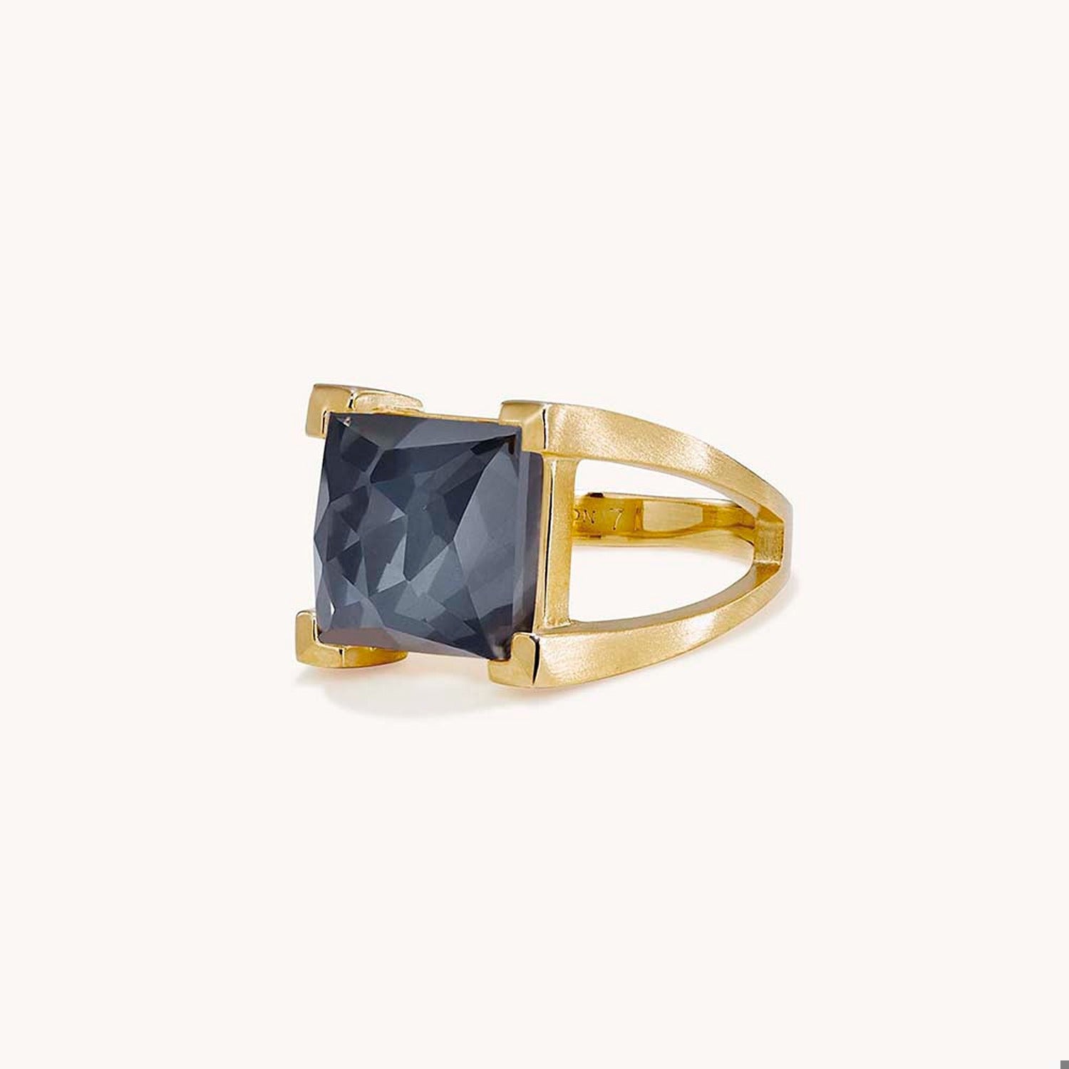 Mini Plaza Ring - Iridescent Hematite - Size 6