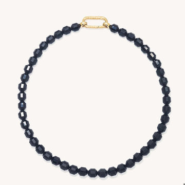 VELA BEADED NECKLACE - Black Obsidian - Gold