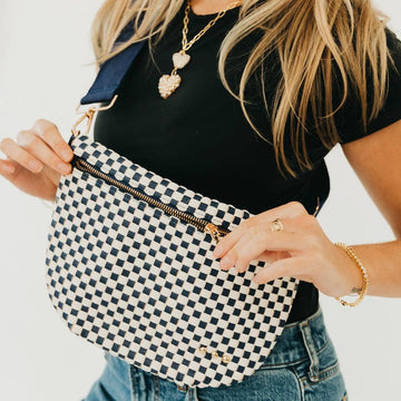 Woven Crossbody | Navy and Cream