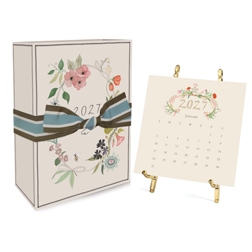 Karen Adams Designs - 2027 Classic Desk Calendar: Gold Easel
