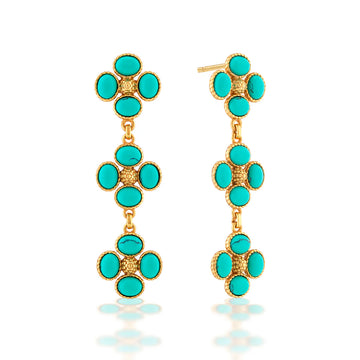 Berry Clover Linear Earrings  | Turquoise