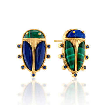 Mismatched Scarab Stud Earrings