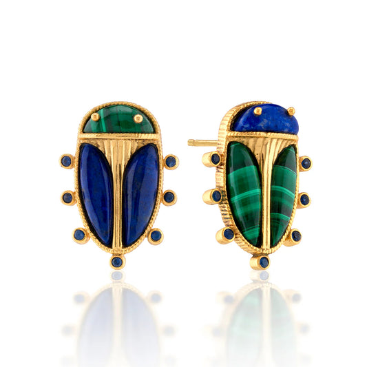Mismatched Scarab Stud Earrings