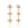 Berry Clover Linear Earrings | White Pearl