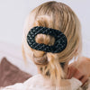 Quilted Flat Round Hair Clip | Jet Black