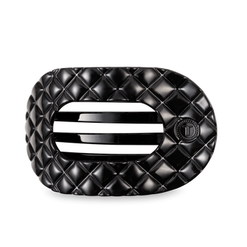 Quilted Flat Round Hair Clip | Jet Black