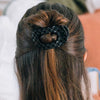 Quilted Flat Round Hair Clip | Jet Black