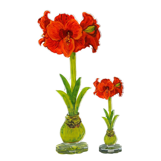 Red Orange Amaryllis - Large Acrylic Single Flower
