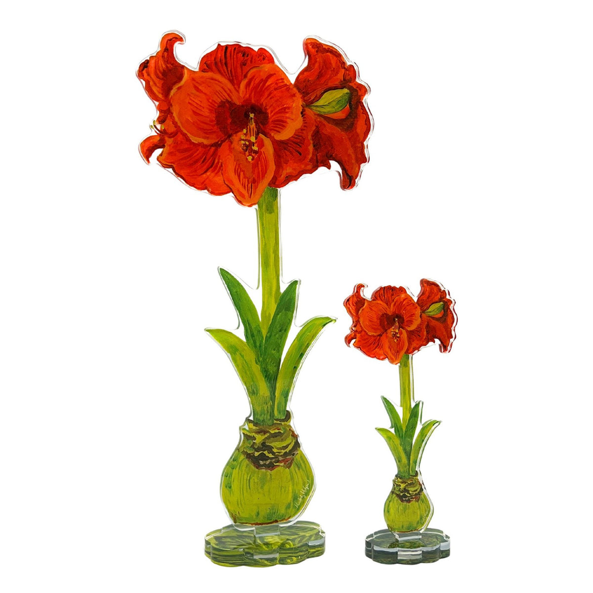 Red Orange Amaryllis - Small Acrylic Single flower