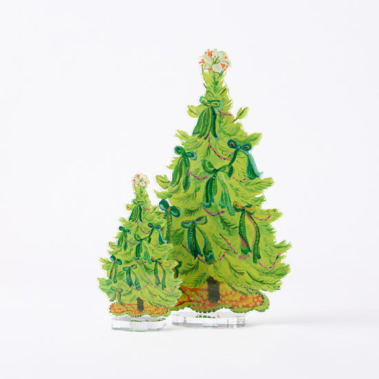 8 Green Bows Acrylic Tree LG