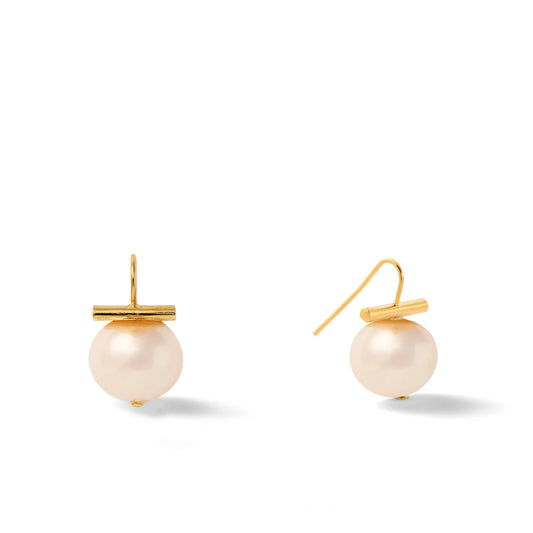 Catherine Canino | Medium Pebble Pearl Earring | Pale Champagne + Gold