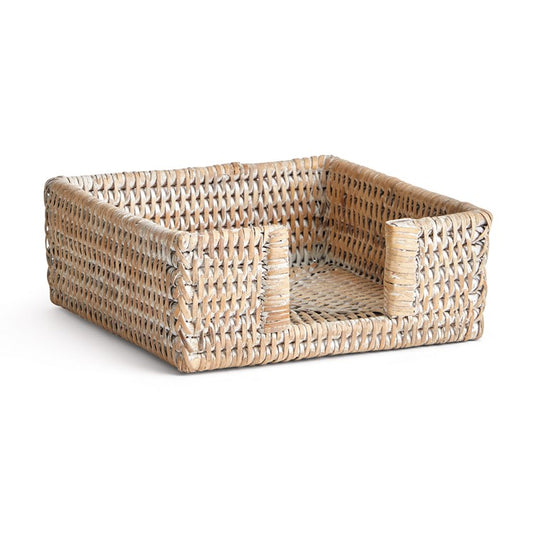 Burma Rattan Square Cocktail Napkin Holder | Whitewash