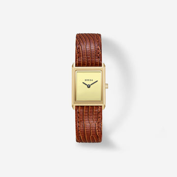 Virgil | Lizard Embossed | Gold, Brown and Cream