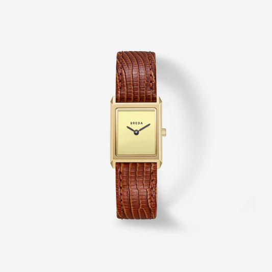 Virgil | Lizard Embossed | Gold, Brown and Cream