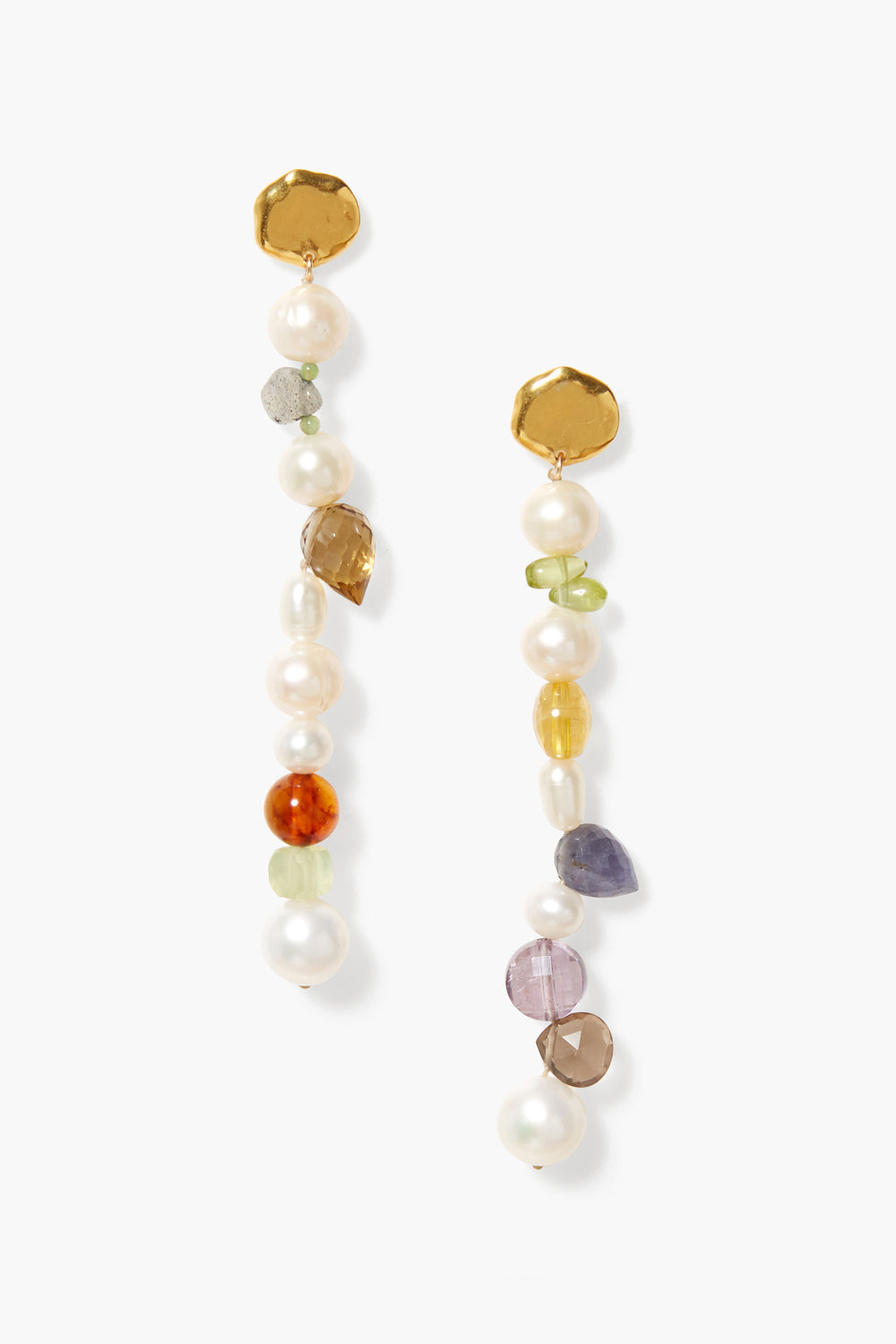 Chan Luu | Mismatched Pearl and Semi Precious Stone Earrings