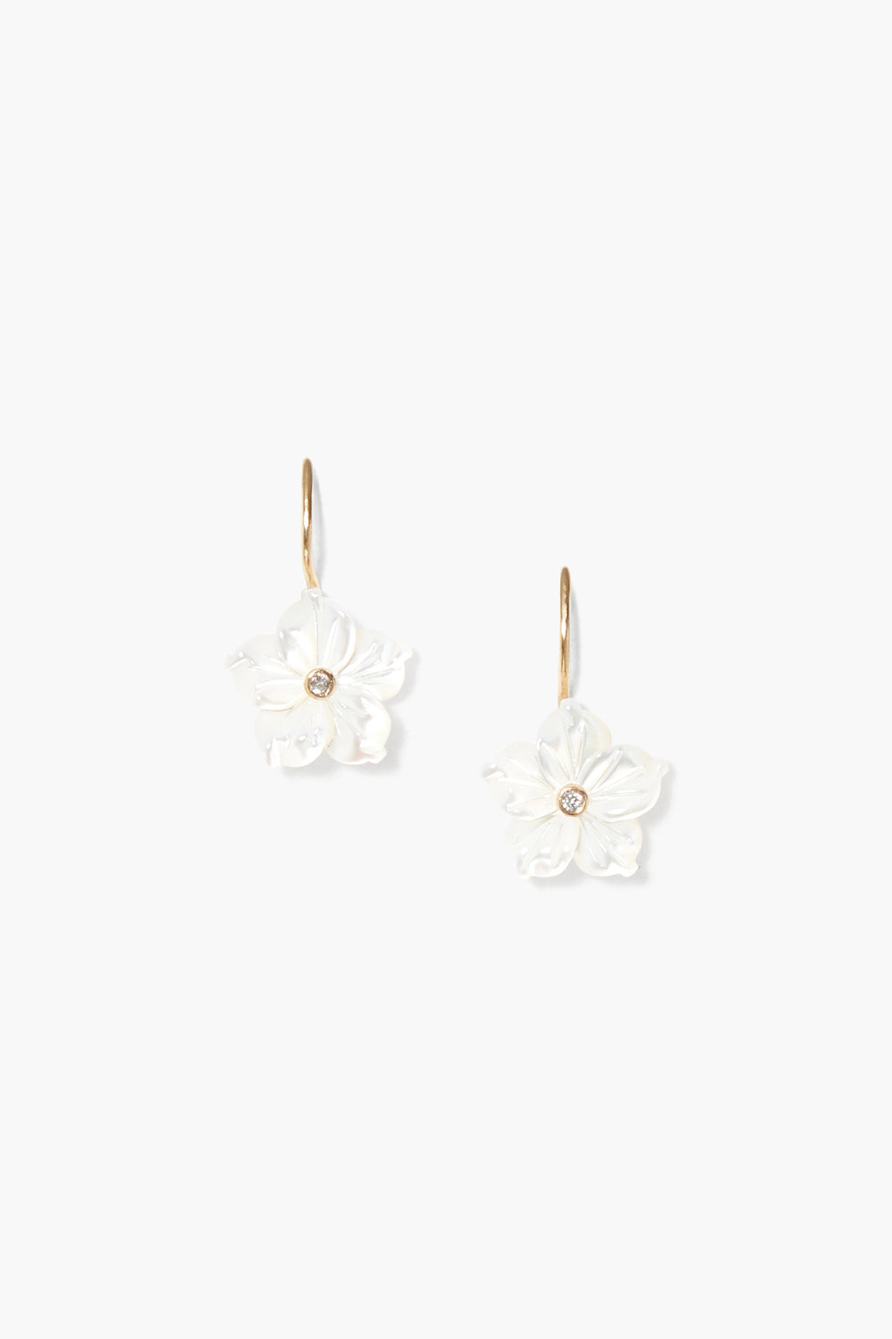 Chan Luu | White Mother of Pearl and Diamond Flower Earrings