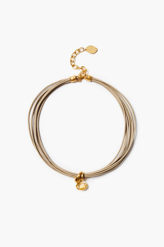 Serpentine Cord Necklace Citrine