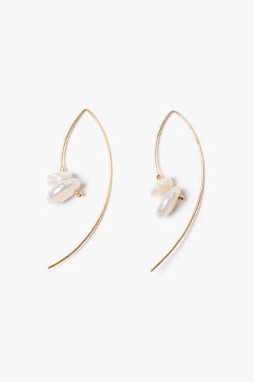 Wire Thread White Pearl Earrings