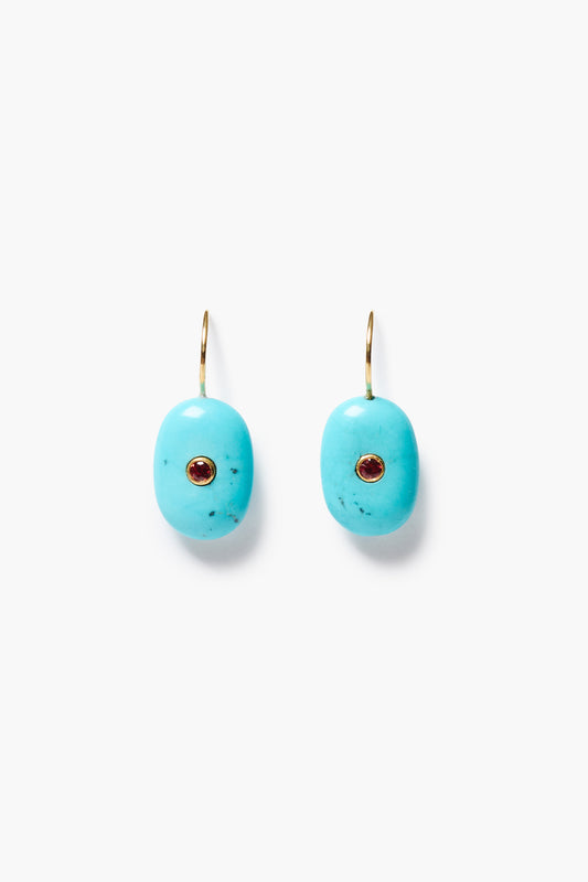 EG-6004LQ Turquoise and Orange Saphire Earrings