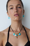 EG-6004LQ Turquoise and Orange Saphire Earrings