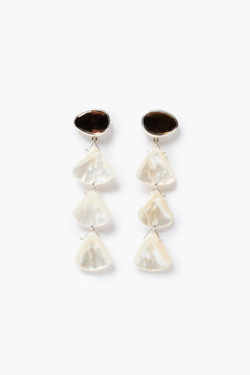 ES-6005 Smokey Quartz and Mother of Pearl Cascading Earrings