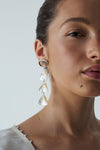 ES-6005 Smokey Quartz and Mother of Pearl Cascading Earrings