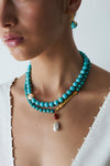 NG-15346 Turquoise and Carnelian Fish Necklace