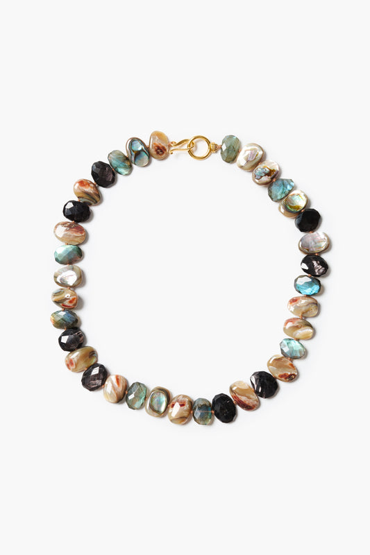 NG-15606 Abalone, Labradorite and Hypersthene Necklace