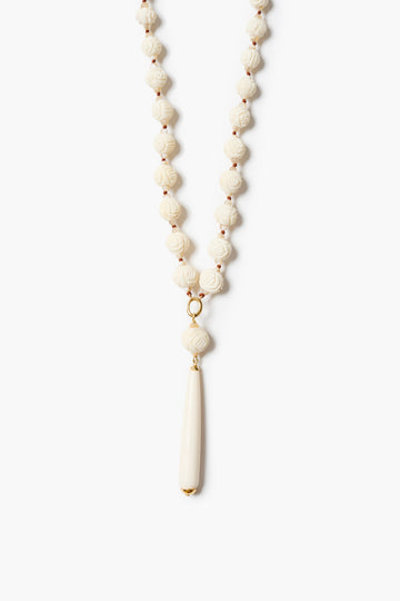 NG-15624LQ Bone Bead Rosary Necklace