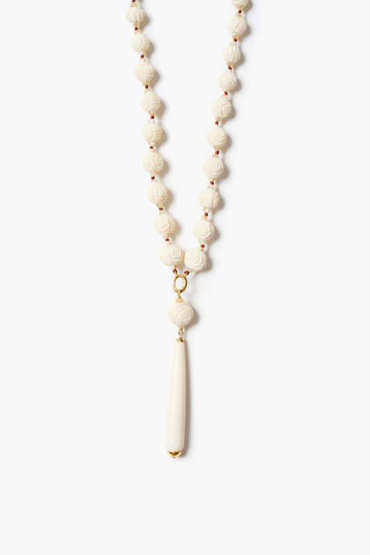 NG-15624LQ Bone Bead Rosary Necklace