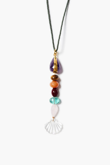 NG-15649LQ Multi Stone Long Fish Necklace