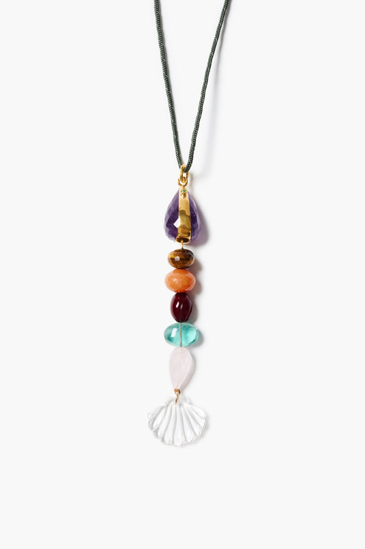 NG-15649LQ Multi Stone Long Fish Necklace