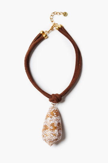 NGZ-15640LQ Shell on Leather Cord Necklace